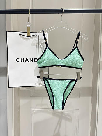 Colestore  Chanel Coco Beach 2026 collection   Bikini   Stretch Jersey  Green & Black