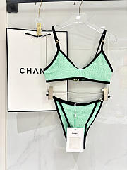 Colestore  Chanel Coco Beach 2026 collection   Bikini   Stretch Jersey  Green & Black - 5
