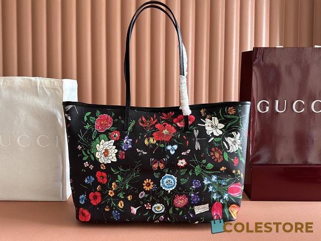 Colestore  Gucci Tribeca large tote bag Black and multicolor Gucci Flora coated canvas 38x29.5x13cm - 1