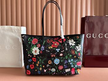 Colestore  Gucci Tribeca large tote bag Black and multicolor Gucci Flora coated canvas 38x29.5x13cm