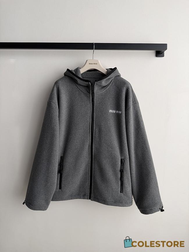 Colestore Miu Miu Fleece zippered hoodie jacket Grey - 1