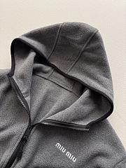 Colestore Miu Miu Fleece zippered hoodie jacket Grey - 4