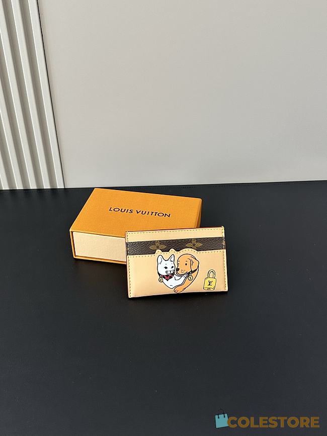 Colestore Louis Vuitton Double Card Holder Monogram Pets Beige 11 x 7 x 1.5 cm - 1