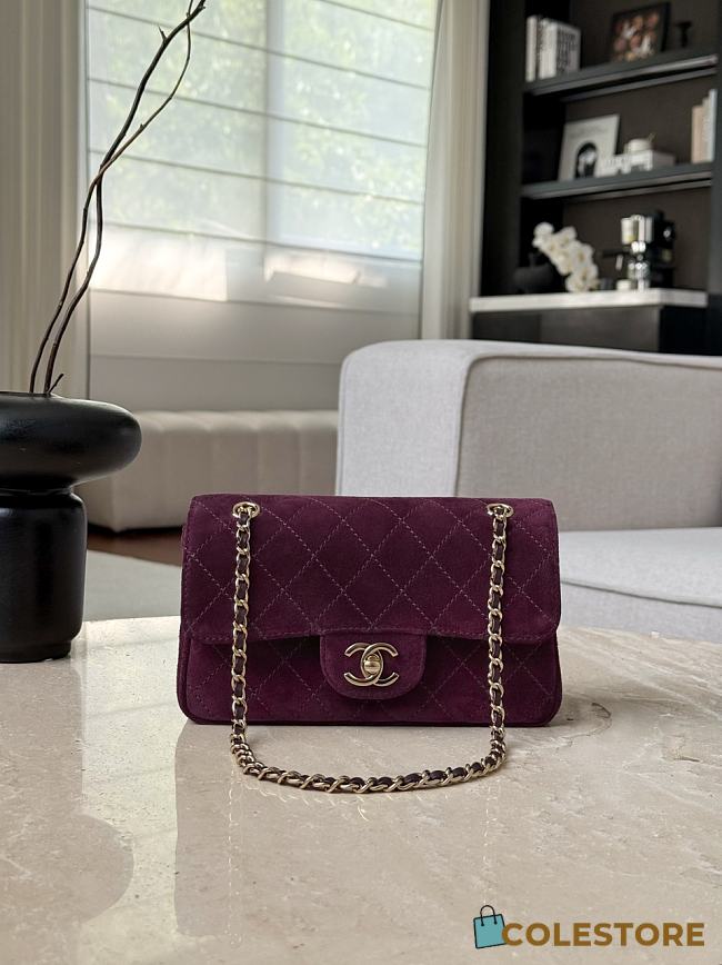 Colestore Chanel FALL WINTER 2026 PRE-COLLECTION MINI FLAP BAG Suede Calfskin & Gold-Tone Metal Bordeaux 13x20x6cm - 1