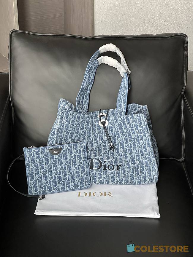 Colestore Dioriviera Medium Spongy Book Tote Blue Spongy Dior Oblique Fabric 36 x 27 x 16 cm - 1