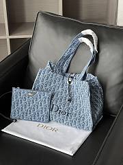 Colestore Dioriviera Medium Spongy Book Tote Blue Spongy Dior Oblique Fabric 36 x 27 x 16 cm - 3