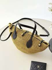 Colestore Celine Small Triomphe Beads Basket in Sisal and Calfskin màu Natural/Black 11x18.5x10cm - 6