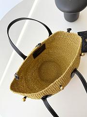 Colestore Celine Small Triomphe Beads Basket in Sisal and Calfskin màu Natural/Black 11x18.5x10cm - 3