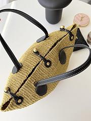 Colestore Celine Small Triomphe Beads Basket in Sisal and Calfskin màu Natural/Black 11x18.5x10cm - 2