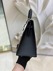 Colestore Hermes Kelly 25 Sellier Broderie Colla Noir Swift & Niloticus Crocodile Palladium Hardware - 5