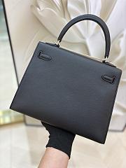 Colestore Hermes Kelly 25 Sellier Broderie Colla Noir Swift & Niloticus Crocodile Palladium Hardware - 3