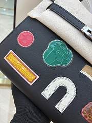 Colestore Hermes Kelly 25 Sellier Broderie Colla Noir Swift & Niloticus Crocodile Palladium Hardware - 2