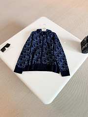 Colestore Dior Hooded Zipped Cardigan Navy Blue Dior Oblique Wool-Blend Jacquard  - 1