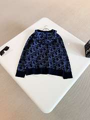 Colestore Dior Hooded Zipped Cardigan Navy Blue Dior Oblique Wool-Blend Jacquard  - 4