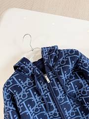 Colestore Dior Hooded Zipped Cardigan Navy Blue Dior Oblique Wool-Blend Jacquard  - 3