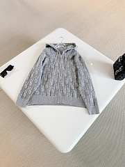 Colestore Dior Hooded Zipped Cardigan Gray Dior Oblique Wool-Blend Jacquard - 1