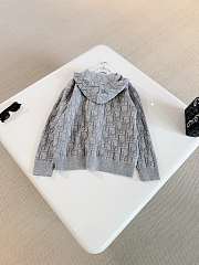 Colestore Dior Hooded Zipped Cardigan Gray Dior Oblique Wool-Blend Jacquard - 6