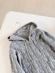 Colestore Dior Hooded Zipped Cardigan Gray Dior Oblique Wool-Blend Jacquard - 5