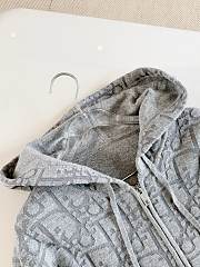 Colestore Dior Hooded Zipped Cardigan Gray Dior Oblique Wool-Blend Jacquard - 4