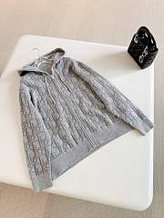 Colestore Dior Hooded Zipped Cardigan Gray Dior Oblique Wool-Blend Jacquard - 3