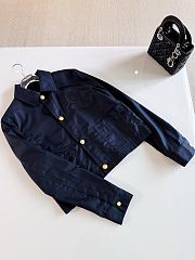 Colestore  Dior Médaillon Cropped Jacket Navy Blue Water-Resistant Cotton and Silk Gabardine - 4