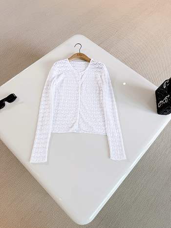 Colestore Dior Médaillon Embroidered Cardigan White Heart Motif Cotton-Blend Lace