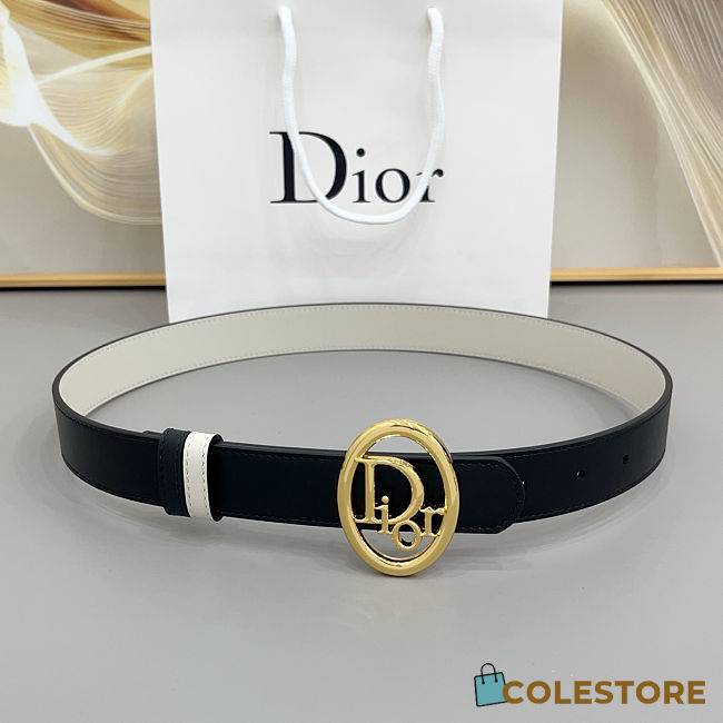 Colestore Dior Reversible Dior Oblique Belt Black and Craie Smooth Calfskin, 30 MM - 1