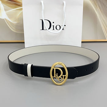 Colestore Dior Reversible Dior Oblique Belt Black and Craie Smooth Calfskin, 30 MM