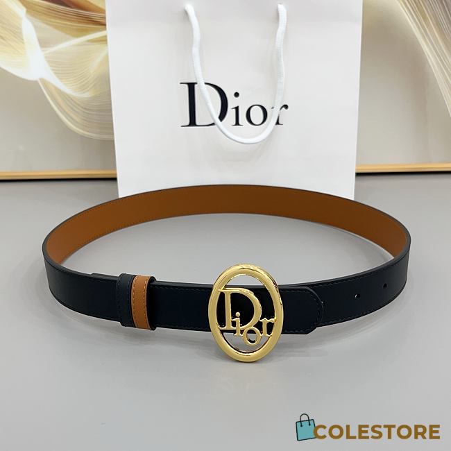 Colestore Dior Reversible Dior Oblique Belt Black and Marron Bobby Smooth Calfskin, 30 MM - 1