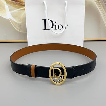 Colestore Dior Reversible Dior Oblique Belt Black and Marron Bobby Smooth Calfskin, 30 MM
