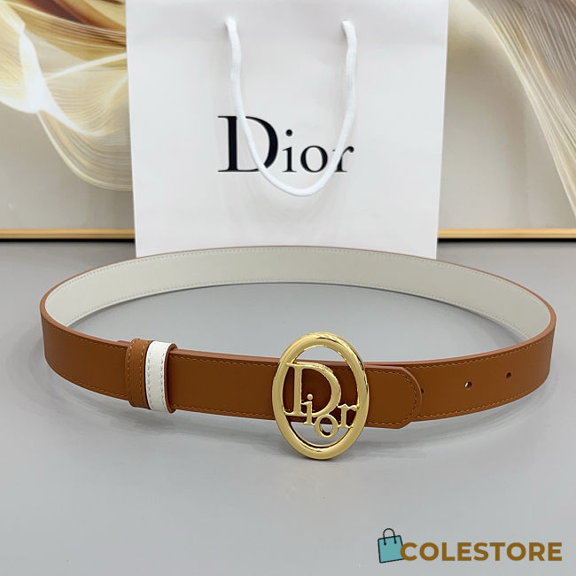 Colestore Dior Reversible Dior Oblique Belt Marron Bobby and Latte Smooth Calfskin, 30 MM - 1