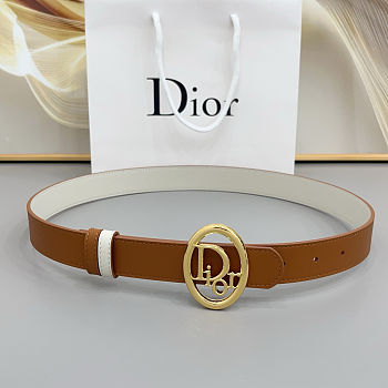 Colestore Dior Reversible Dior Oblique Belt Marron Bobby and Latte Smooth Calfskin, 30 MM