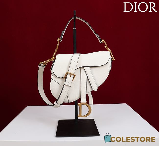Colestore Dior Mini Saddle Bag with Strap Latte Grained Calfskin  19 x 15 x 6 cm - 1