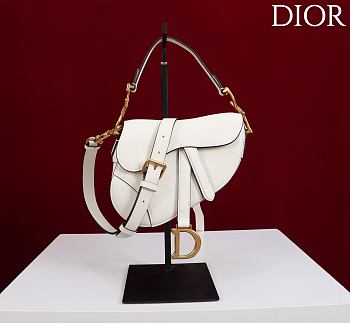 Colestore Dior Mini Saddle Bag with Strap Latte Grained Calfskin  19 x 15 x 6 cm