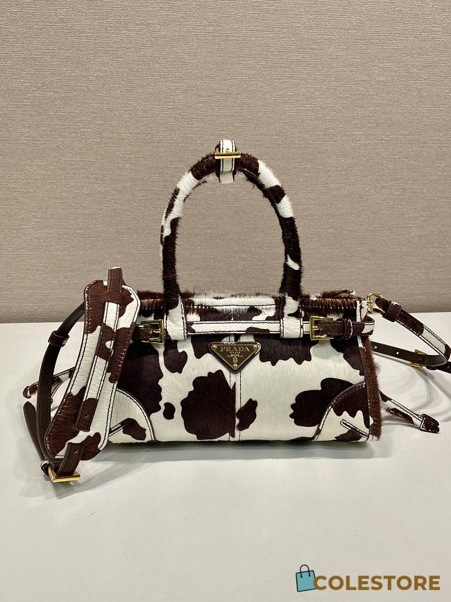 Colestore Prada Bonnie mini printed leather handbag White/Dark Brown 23.5 x 12 x 9cm - 1