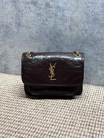 	 Colestore YSL Saint Laurent Niki Baby in vintage leather Arabica 21 x 16 x 7.5cm