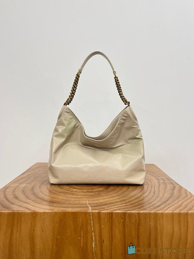 Colestore YSL  Saint Laurent HORTENSE small hobo in shiny leather in White 24.5 x 22.5 x 8.5 cm - 1