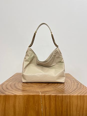 Colestore YSL  Saint Laurent HORTENSE small hobo in shiny leather in White 24.5 x 22.5 x 8.5 cm