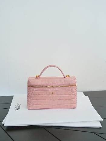 Colestore Chanel Métiers d’art 2026 Vanity with Chain Crocodile Embossed Calfskin & Gold-Tone Metal Pink 17 x 19.5 x 5cm