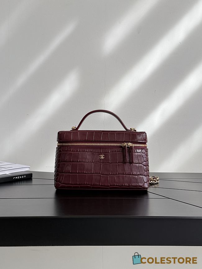 Colestore Chanel Métiers d’art 2026   Vanity with Chain   Crocodile Embossed Calfskin & Gold-Tone Metal  Dark Burgundy 17 x 19.5 x 5cm - 1