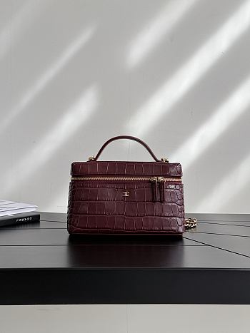 Colestore Chanel Métiers d’art 2026   Vanity with Chain   Crocodile Embossed Calfskin & Gold-Tone Metal  Dark Burgundy 17 x 19.5 x 5cm