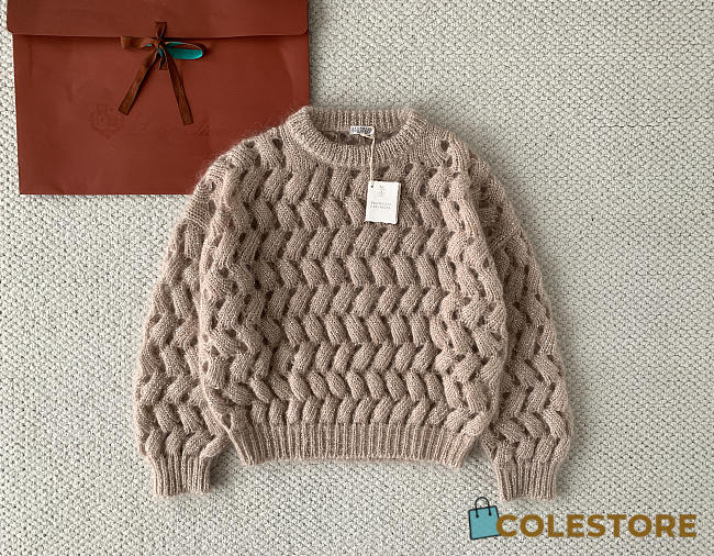 Colestore  Brunello Cucinelli Dazzling ZigZag Cables Jersey for Woman in Sand - 1