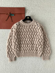 Colestore  Brunello Cucinelli Dazzling ZigZag Cables Jersey for Woman in Sand - 4