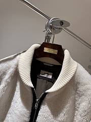 Colestore  Hermes Shearling Baseball Jacket White - 3