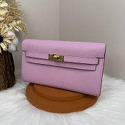 Colestore Hermes Mauve Sylvestre Epsom Kelly Woc Epsom Wallet Gold Hardware - 3
