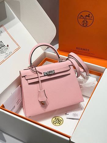 Colestore Hermes Kelly 25  Rose Sakura Palladium Hardware Epsom Leather 25cm