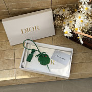 Colestore Dior Clover Bag Charm Clover Lucky Green Calfskin, Silver-Finish Metal and Red and Black Lacquer - 1