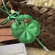 Colestore Dior Clover Bag Charm Clover Lucky Green Calfskin, Silver-Finish Metal and Red and Black Lacquer - 4