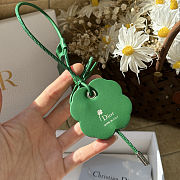 Colestore Dior Clover Bag Charm Clover Lucky Green Calfskin, Silver-Finish Metal and Red and Black Lacquer - 3
