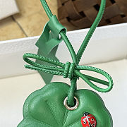 Colestore Dior Clover Bag Charm Clover Lucky Green Calfskin, Silver-Finish Metal and Red and Black Lacquer - 2